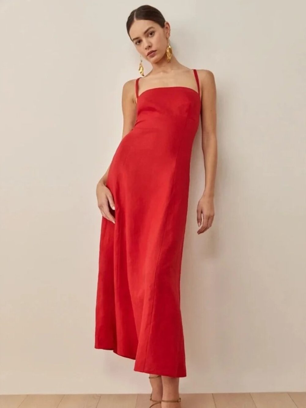Reformation Rai Linen Dress - Red Size 0